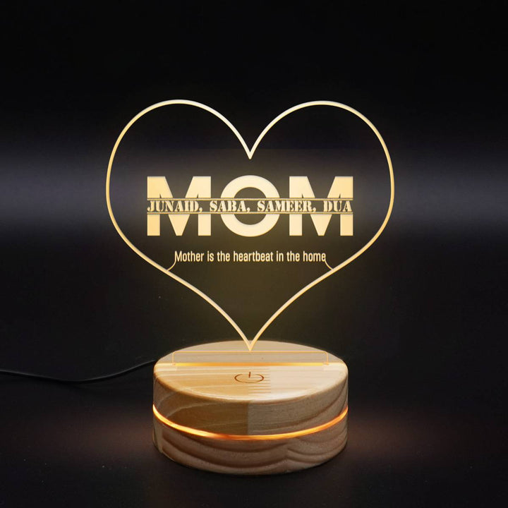 Personalized  MOM Engraving Lamp | Mom 3D LED Light | Muslim Home Decor By Muslim Sadiq