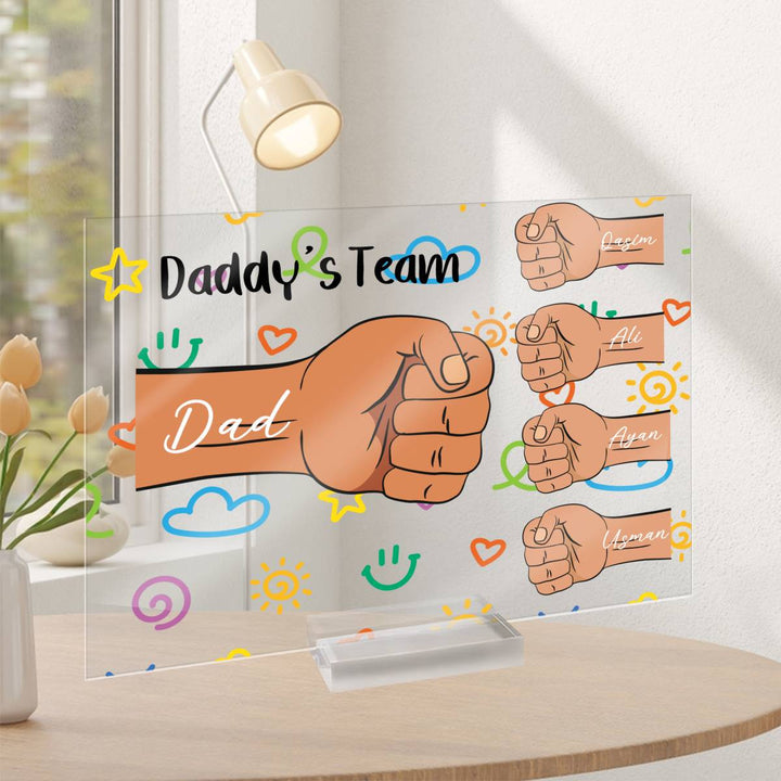 Father's Day Acrylic Plaque Gifts | Daddy's Team with Custom Names By Muslim Sadiq