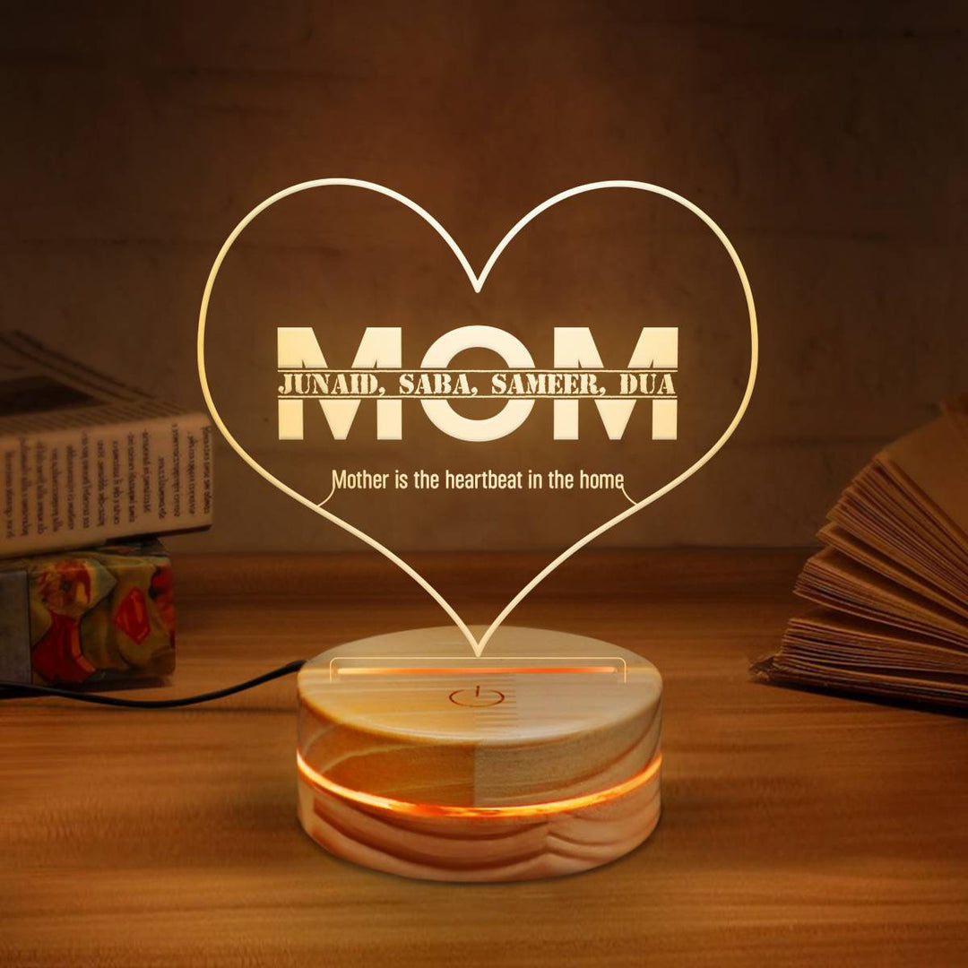 Personalized  MOM Engraving Lamp | Mom 3D LED Light | Muslim Home Decor By Muslim Sadiq