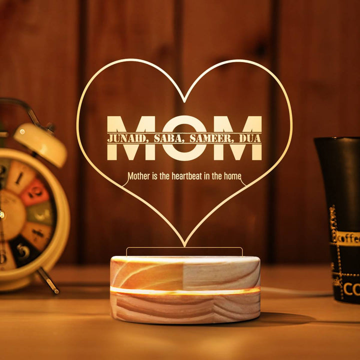 Personalized  MOM Engraving Lamp | Mom 3D LED Light | Muslim Home Decor By Muslim Sadiq