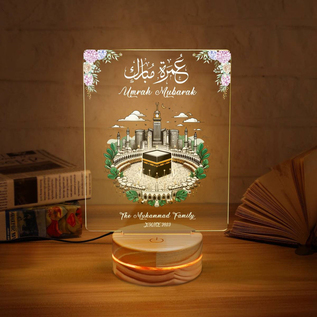 Personalized Umrah Mubarak Gift | Umrah Mubarak LED Lamp | Customized Islamic Gift | Muslim Gifts | Hajj Mubarak | Muslim Home Decor | Living Room
