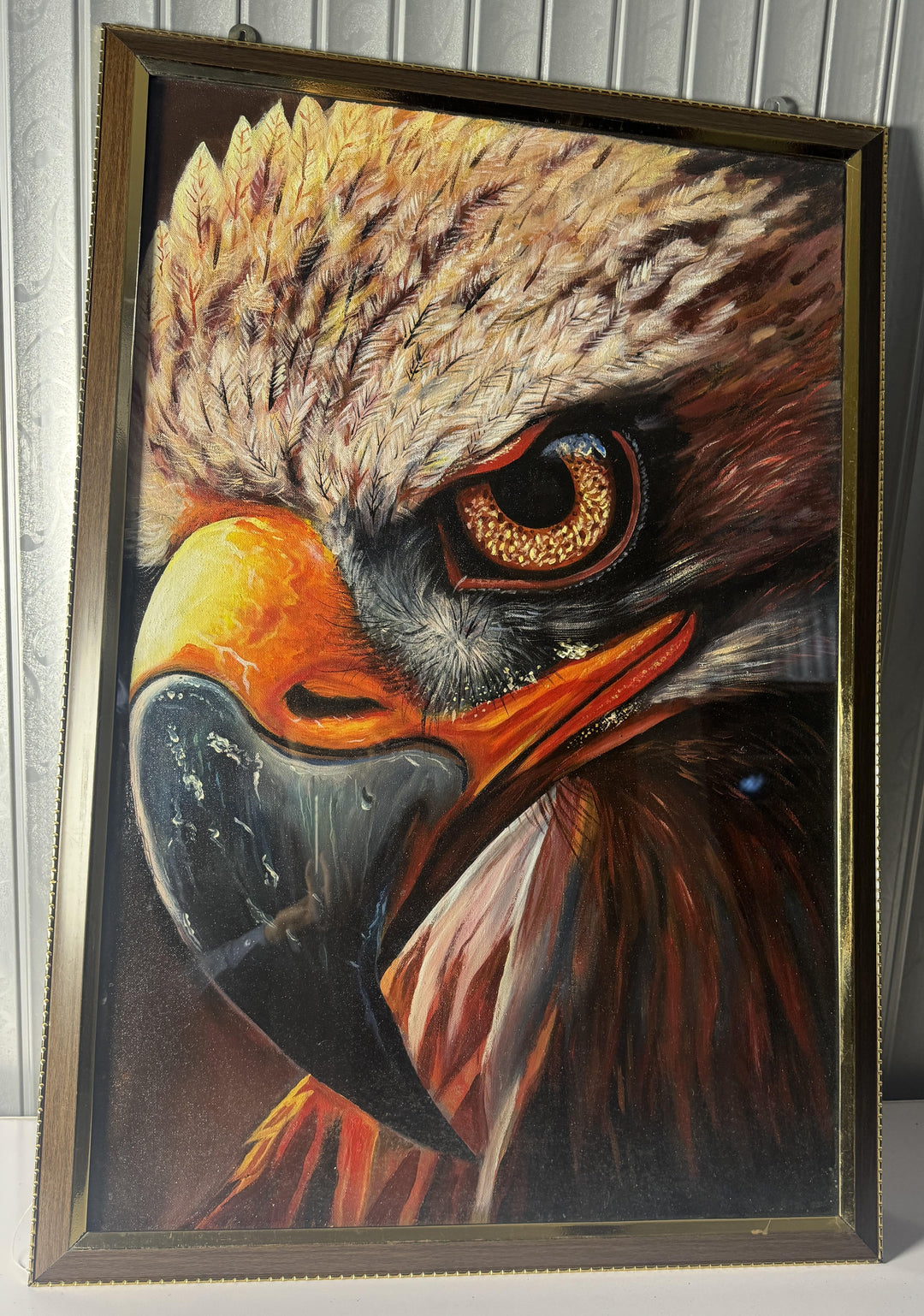 Majestic Eagle Close-Up Oil Painting | Eagle Fine Art oil pastel drawing | Handmade Wall Art | Unique Home Decor | by Muslim Sadiq
