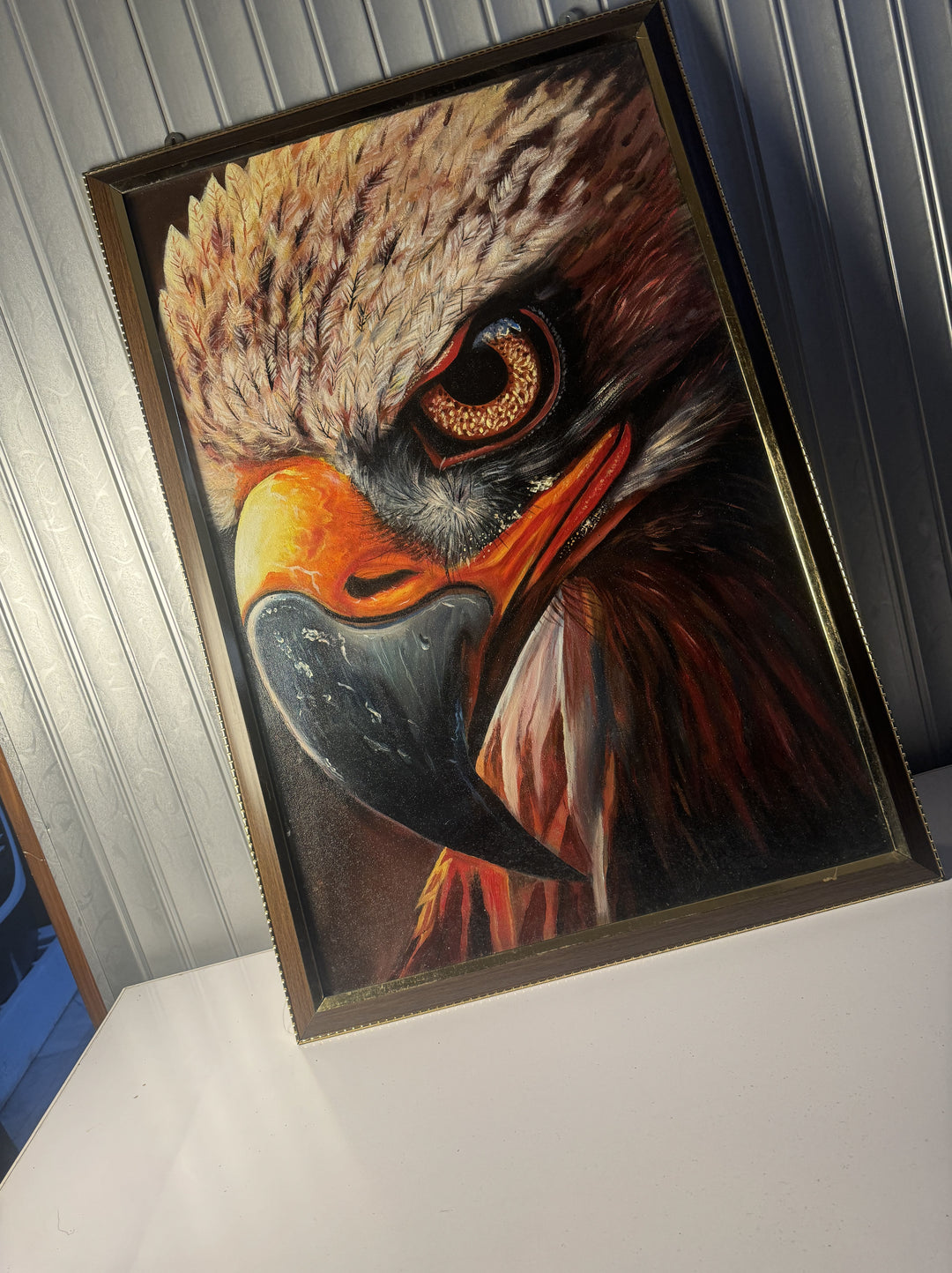 Majestic Eagle Close-Up Oil Painting | Eagle Fine Art oil pastel drawing | Handmade Wall Art | Unique Home Decor | by Muslim Sadiq